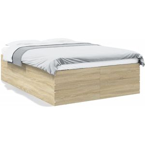 vidaXL Bettgestell Sonoma-Eiche 140x200 cm Holzwerkstoff
