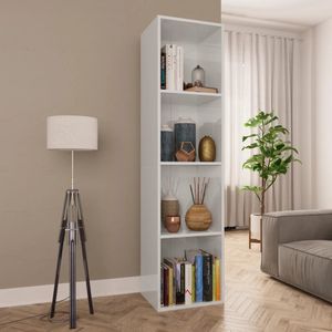 vidaXL Bücherregal/TV-Schrank Hochglanz-Weiß 36x30x143cm Holzwerkstoff