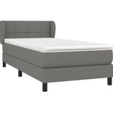 vidaXL Boxspringbett mit Matratze Dunkelgrau 80x200 cm Stoff