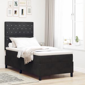 vidaXL Boxspringbett mit Matratze Schwarz 100x200 cm Samt