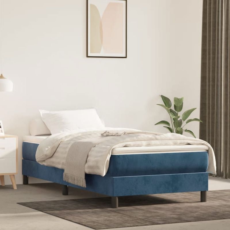 vidaXL Bettgestell ohne Matratze Dunkelblau 90x190 cm Samt