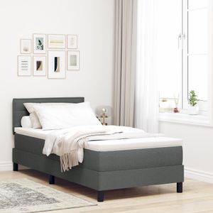 vidaXL Boxspringbett mit Matratze Dunkelgrau 80x200 cm Stoff