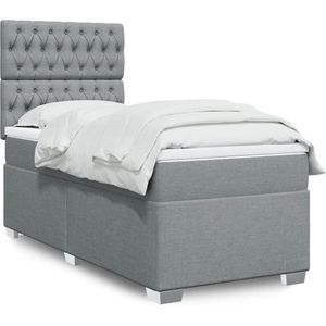 vidaXL Boxspringbett mit Matratze Hellgrau 90x190 cm Stoff