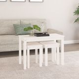 vidaXL Satztische 3 Stk. Weiß Massivholz Kiefer
