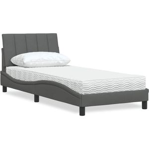 vidaXL Bett mit Matratze ""Hanko"" Dunkelgrau 90x190 cm Stoff