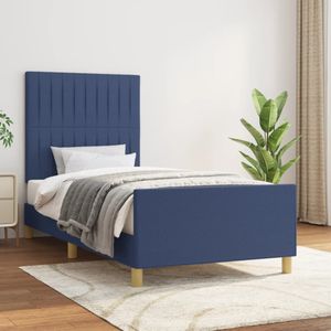 vidaXL Bettgestell ohne Matratze Blau 90x200 cm Stoff