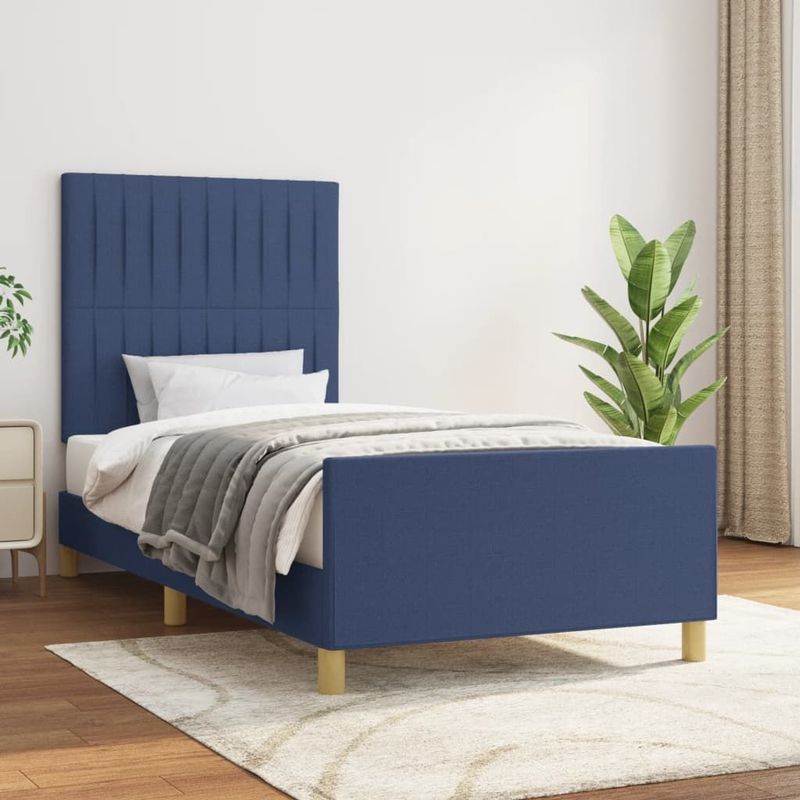 vidaXL Bettgestell ohne Matratze Blau 90x200 cm Stoff
