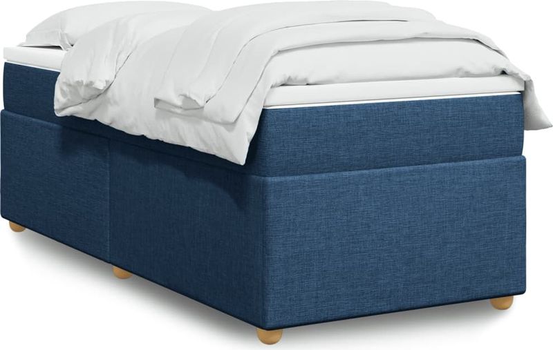 vidaXL Boxspringbett mit Matratze Blau 90x200 cm Stoff