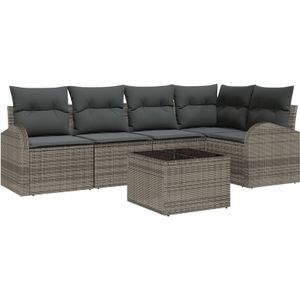 vidaXL 5-teiliges Garten Sofa Set mit Kissen Schwarz Poly Rattan