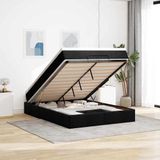 vidaXL Ottoman-Bett mit Matratze Schwarz 140x200 cm Stoff