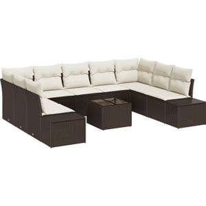 vidaXL 9-teiliges Garten-Sofa-Set mit Kissen Grau Poly-Rattan