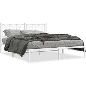 vidaXL Bettgestell mit Kopfteil Metall Weiß 160x200 cm