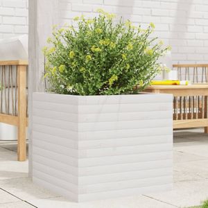 vidaXL Pflanzkübel Weiß 50x50x45,5 cm Massivholz Kiefer