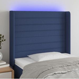 vidaXL LED Kopfteil Blau 93x16x118/128 cm Stoff