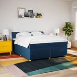 vidaXL Boxspringbett mit Matratze Blau 200x200 cm Stoff