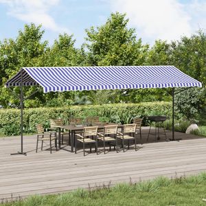 vidaXL Freistehende Markise Blau und Weiß 600x300 cm Stoff und Stahl