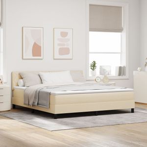 vidaXL Boxspringbett mit Matratze & LED Creme 180x200 cm Stoff