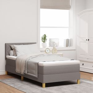 vidaXL Boxspringbett mit Matratze & LED Taupe 90x190 cm Stoff