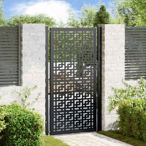 vidaXL Gartentor Schwarz 105x180 cm Stahl Kreuz-Design