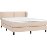 vidaXL Boxspringbett Matratze Cappuccino-Braun 140x200cm Kunstleder