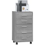 vidaXL Schubladenschrank mit Rollen Grau Sonoma Holzwerkstoff
