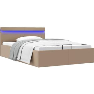 vidaXL Stauraumbett mit LED Cappuccino-Braun Kunstleder 140×200cm