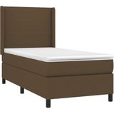 vidaXL Boxspringbett mit Matratze Dunkelbraun 100x200 cm Stoff