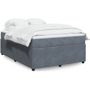 vidaXL Boxspringbett mit Matratze Dunkelgrau 140x190 cm Samt