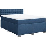 vidaXL Boxspringbett mit Matratze Blau 160x200 cm Stoff