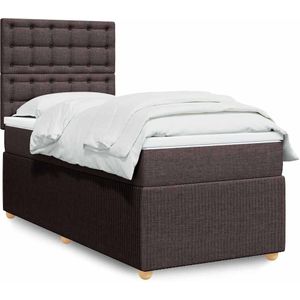 vidaXL Boxspringbett mit Matratze Dunkelbraun 80x200 cm Stoff