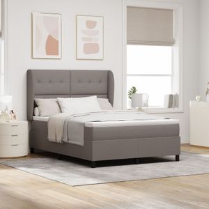 vidaXL Boxspringbett mit Matratze Taupe 140x200 cm Stoff