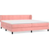 vidaXL Boxspringbett mit Matratze Rosa 200x200 cm Samt