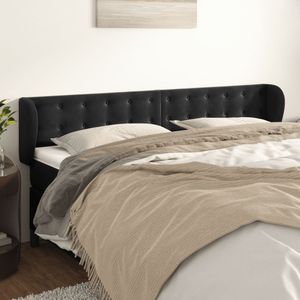 vidaXL Kopfteil mit Ohren Schwarz 163x23x78/88 cm Samt