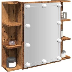vidaXL Spiegelschrank mit LED Altholz 70x16,5x60 cm