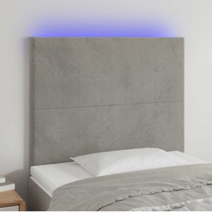 vidaXL LED Kopfteil Hellgrau 80x5x118/128 cm Samt