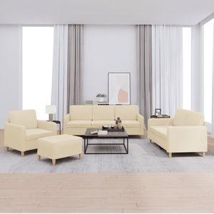 vidaXL 4-tlg. Sofagarnitur mit Kissen Creme Stoff