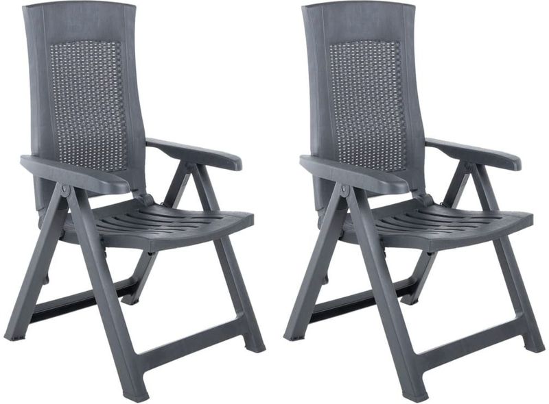 vidaXL Verstellbare Gartenstühle 2 Stk. Kunststoff Anthrazit