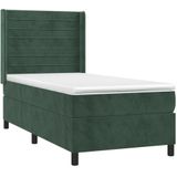 vidaXL Boxspringbett mit Matratze Dunkelgrün 100x200 cm Samt
