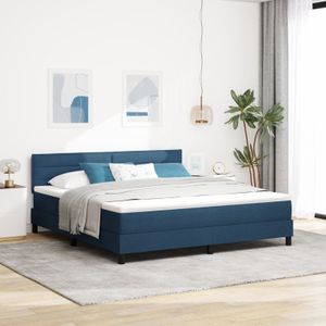 vidaXL Boxspringbett mit Matratze & LED Blau 180x200 cm Stoff