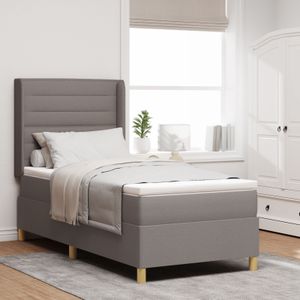 vidaXL Boxspringbett mit Matratze Taupe 90x190 cm Stoff