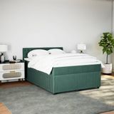 vidaXL Boxspringbett mit Matratze Dunkelgrün 160x200 cm Samt