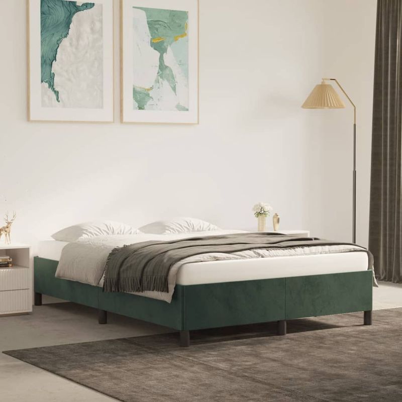 vidaXL Bettgestell ohne Matratze Dunkelgrün 140x200 cm Samt