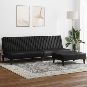 vidaXL 2-tlg. Sofagarnitur Schwarz Kunstleder