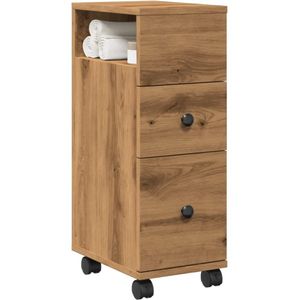 vidaXL Badschrank Schmal mit Rollen Artisan-Eiche Holzwerkstoff