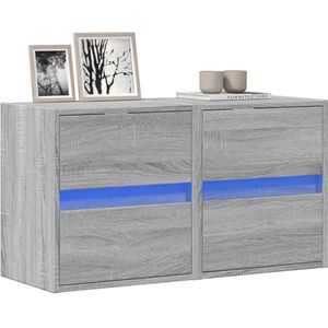 vidaXL TV-Wandschränke LED-Beleuchtung 2 Stk. Grau Sonoma 41x31x45 cm