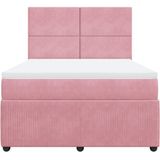 vidaXL Boxspringbett mit Matratze Rosa 140x200 cm Samt