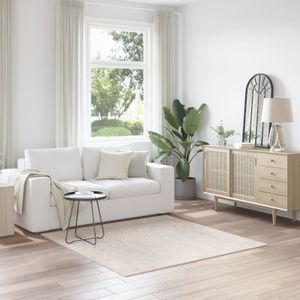 vidaXL Hochflor Shaggy Teppich Creme 160x160 cm PP