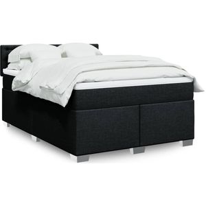 vidaXL Boxspringbett mit Matratze Schwarz 160x200 cm Stoff