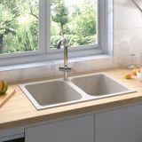 vidaXL Küchenspüle Beige 760x480x184 mm Granit