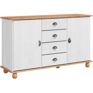 vidaXL Sideboard 'ASKIM'Weiß 133,5x40x79 cm Massivholz Kiefer